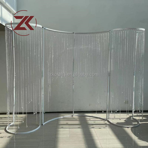 ZKAI Vente en gros <span class=keywords><strong>D</strong></span>écoration de mariage Arche blanche en métal avec perles suspendues en acrylique et support <span class=keywords><strong>d</strong></span>'arche de toile de fond LED - Product Image 3