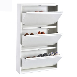 Zapatero de Diseño Sencillo y Ultrafino de Acero con Cubo Abatible, Juego de Gabinetes para Zapatos Colgante de Pared Suspendido para Porche de Familias Pequeñas - Product Image 1