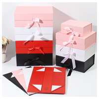 Boîte cadeau pliante haut de gamme avec ruban, logo personnalisé, boîte d'emballage magnétique de luxe pour robes de mariée, chemises, chaussures