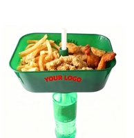 Nouveau produit innovant : Bol à grignotages 2-en-1 en plastique de qualité alimentaire, forme ovale, personnalisable, jetable, avec plateau intégré
