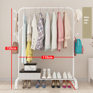 Porte-vêtements ménage <span class=keywords><strong>Simple</strong></span> suspendu cintre <span class=keywords><strong>Simple</strong></span> <span class=keywords><strong>Double</strong></span> pôle cintres <span class=keywords><strong>étagère</strong></span>s avec roue porte-vêtements - Product Image 2