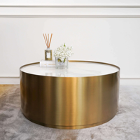 Table basse en acier inoxydable minimaliste et moderne Table centrale ronde de luxe pour meubles de salon d'hôtel à domicile