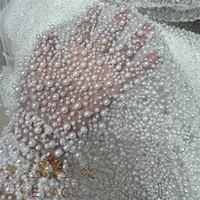 Tissu en dentelle de perles délicates DELACE YCM, dentelle de luxe entièrement perlée, tissu perlé à la machine, dentelle pour robe de mariée
