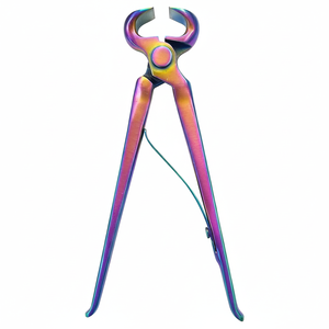 10'' Farrier Hoof Nippers Rainbow Plasma Coated Pre Loaded Spring Horseshoeing Trimmer Farrier Trimmers Tools Dropped Forged - Product Image 1
