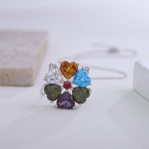 Wholesale S925 Sliver Heart Shape <strong>Alexandrite</strong> Sapphire Moissanite Stone Women Ruby Pendant Gemstone <strong>Necklace</strong> - Product Image 1