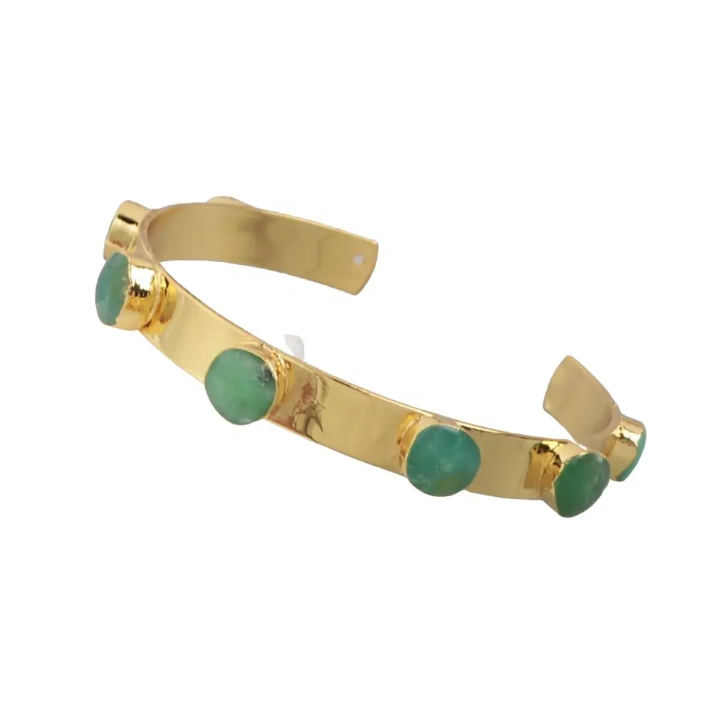 G1929-Pulseras chapadas en plata para mujer, brazaletes de oro, brazalete de jade verde de australia, venta al por mayor