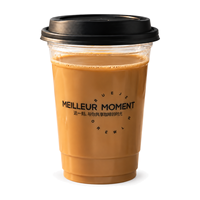 Gobelet à café glacé en PET transparent imprimé sur mesure avec couvercle noir, gobelet jetable pour boissons froides pour café, vente en gros