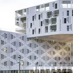 Paneles <span class=keywords><strong>de</strong></span> pared <span class=keywords><strong>de</strong></span> aluminio Fachada <span class=keywords><strong>de</strong></span> edificio exterior con varios agujeros Aluminio Tallado Pared cortina Aluminio - Product Image 4