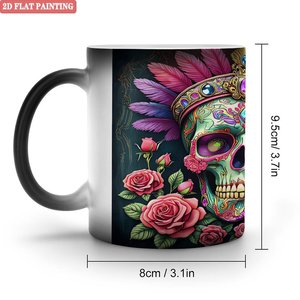 Thick Handle <b>Ceramic</b> <b>Mug</b> 11oz Heat Changing Drinking Cup Frosted Black Wear Resistant - Product Image 1