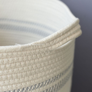 Woven Cotton <b>Storage</b> <b>Basket</b> Round <b>Large</b> Capacity Handmade Laundry Organizer Black And White Mixed Colors 100% Cotton - Product Image 1