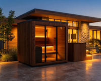 Sauna extérieur en cèdre rouge avec porte vitrée intégrale, éclairage LED, sauna à vapeur sèche, cabine de sauna sur mesure, sauna de jardin