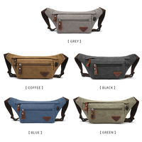 Dompet Kulit Kanvas Crazy Horse Warna Solid ZUOLUNDUO untuk Pria, Tas Pinggang Sport Outdoor Bahan Nylon Motif Kotak, Gaya Travel