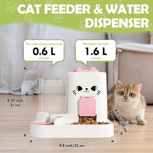 Bebedero y Comedero 2 en 1 para Gatos, Dispensador Manual de Plástico Sólido a Prueba de Agua - Product Image 2