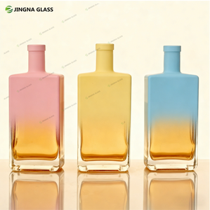 高透明度フラットスクエアカスタムラベル500ml 750mlウイスキーウォッカジンラムテキーラブランデーガラス瓶（コルク付き） - Product Image 4