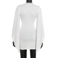 Viviblook D26DS272 Robe moulante courte à manches longues en dentelle unie décontractée pour femme, nouvelle collection automne