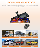 Caméra cachée 9.66 pouces, système d'enregistrement DVR, double objectif, caméra de recul 1080P, rétroviseur de voiture Automobi