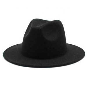 Logo personnalisé Eva couleur unie polyester coton hommes large bord 100% Australie laine feutre chapeau Fedora - Product Image 5