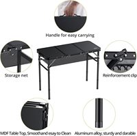 PIOEN Table de camping pliante en aluminium de 3 pieds 3 hauteurs réglables Portable Table de pique-nique extérieure de 27.1 pouces BBQ d'arrière-cour, noir pur