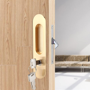 <span class=keywords><strong>Serrure</strong></span> de porte coulissante antivol dorée, encastrée, invisible, en alliage de zinc - Product Image 1