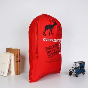 Sacs en toile de Noël avec cordon de serrage pour cadeaux de fête et rangement de bonbons – Grande sacoche en coton avec cordon de serrage, sac du Père Noël – Vente chaude directe usine - Product Image 1