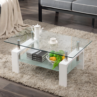 Table Basse Centrale Rectangulaire en Verre, Piétement MDF, Meuble Miroir pour Salon 2026 – Quantité Minimale de Commande 50 Pièces – Vente Tendance 2026