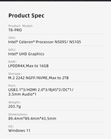 Mini PC QUNSU T8 N5095/N95/N100 N150, Microcomputadora de Escritorio, DDR4 8G/16G 128GB/256GB, LAN Dual, 4K, Triple Pantalla