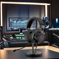 Casque de jeu filaire USB à succès avec haut-parleurs 50 mm, réduction active du bruit, éclairage RGB et microphone étanche IPX-2 pour PC/ordinateur portable