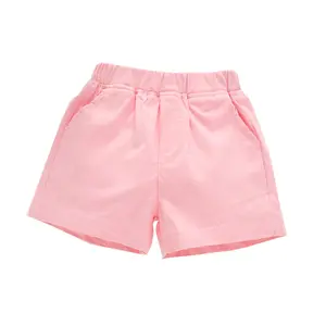 Bán Sỉ Đồng Bằng Trẻ Em Quần Short Giản Dị Dệt Kim Trẻ Em Eo Đàn Hồi Cotton Biểu Tượng Tùy Chỉnh Dễ Thương Cô Gái Chàng Trai Trẻ Em Quần Short