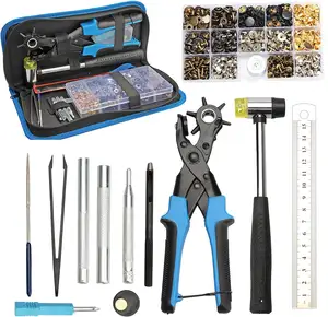 Vente chaude Kit de rivets à pression en acier réglables de qualité DIY, <span class=keywords><strong>pince</strong></span> à perforer pour cuir, pour ceintures, vêtements, trous, vente en gros - Product Image 1