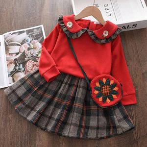 ชุดเสื้อผ้าเด็ก2ชิ้นสำหรับฤดูใบไม้ร่วงสเวตเตอร์แขนยาวคอปาด + กระโปรงลายสก็อตสำหรับเด็กผู้หญิงเสื้อผ้าเด็กวัยหัดเดินฤดูใบไม้ร่วง - Product Image 5