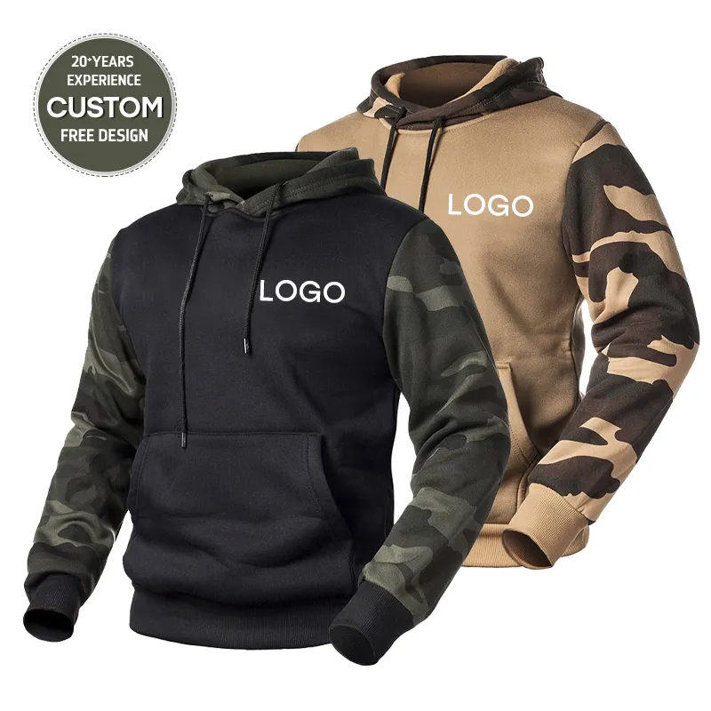Loose Plus Size Colorblock Youth Camo Hoodie Camouflage 100% Polyester Pullover Hoodie