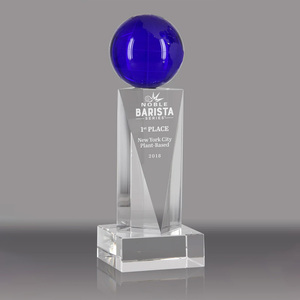 Nuevo diseño <span class=keywords><strong>Goldwell</strong></span> Crystal con Cobalt Blue Globe Award Crystal Crafts Award Regalo de recuerdo - Product Image 1