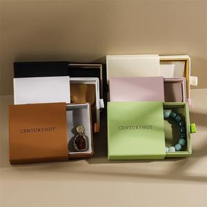 Boîte à bijoux coulissante de luxe avec logo personnalisé, boîte à bijoux en carton de haute qualité, boîte à collier, emballage de bijoux, ELEQUEEN blanc - Product Image 4