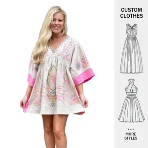 Vestido curto personalizado com elegante Wacation Branco Cover up Chic Boho Styles Kimono Full Sleeves Praia de alta qualidade Plus Size Mulheres