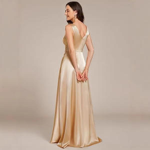 Nouvelle <span class=keywords><strong>Robe</strong></span> de Soirée <span class=keywords><strong>d</strong></span>'Été pour Femme, Col en V, Longueur Ras du Sol, Taille Haute, Sans Manches, en Satin Uni, <span class=keywords><strong>Robe</strong></span> de <span class=keywords><strong>Demoiselle</strong></span> <span class=keywords><strong>d</strong></span>'<span class=keywords><strong>Honneur</strong></span> Formelle pour Fête - Product Image 6