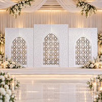 Panneau de toile de fond ajouré blanc pour décoration de scène de mariage, mur d'arche géométrique pour hôtel, banquet, fête, événement, salle de bal