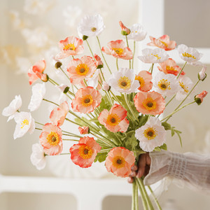 Flores Artificiales de Amapola Runye, Mezcla de Seda, Decoración para Bodas y Hogar, Estilo Moderno, Reutilizables - Product Image 1