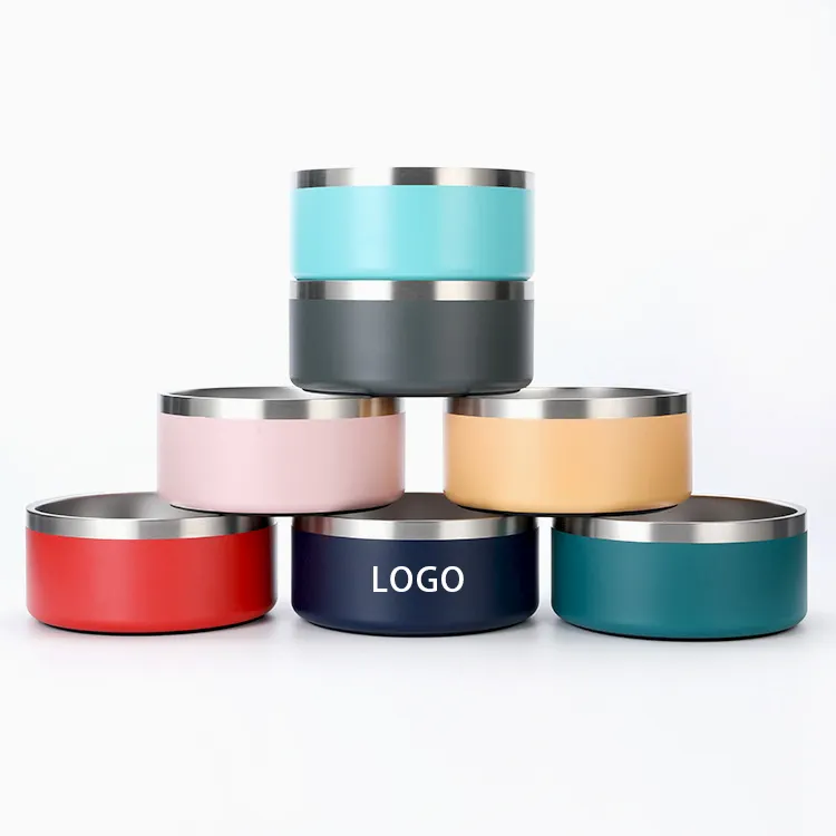 Customized Logo Multi-color Custom Pet Food Bowls Pet Travel Feeding Stainless Steel Dog Bowl