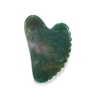 Gua Sha personnalisé outil vert mousse Agate Gua Sha avec Unique peigne bord mâchoire Shaper herbe Agate Guasha pour Acupuncture SPA