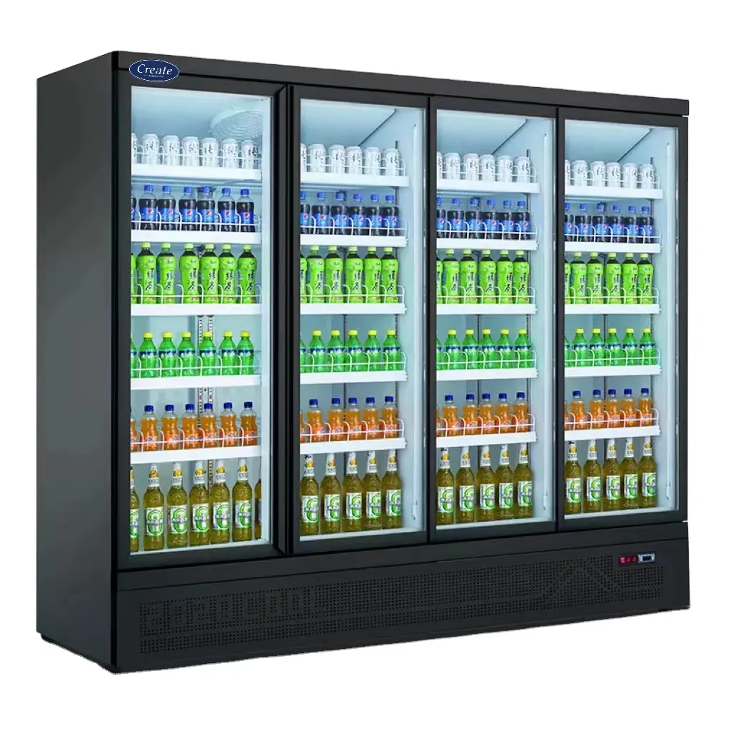ディスプレイ冷蔵室付きガラスドアディスプレイクーラー、商業に適したガラスドアディスプレイ冷凍庫