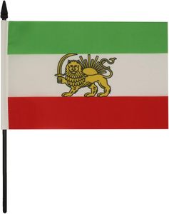 Drapeau de table Iran Old <span class=keywords><strong>Persia</strong></span> 5'' x 8'' - Drapeau de bureau persan 21 x 14 cm - Bâton et base en plastique <span class=keywords><strong>noir</strong></span> - Product Image 2