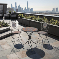 Ensemble de mobilier d'extérieur moderne et durable, 3 pièces, chaise et table de bistrot en fer, pour balcon, jardin, hôtel/salon