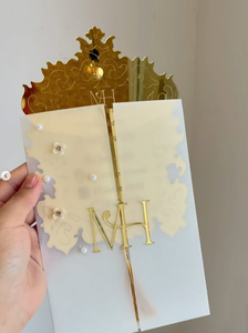 Marco de espejo dorado personalizado para boda Quinceañera <span class=keywords><strong>Nikkah</strong></span> y tarjetas de invitación de álbum digital con borlas para el Día de San Valentín - Product Image 2