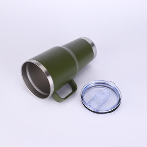 Gobelet isotherme réutilisable en acier inoxydable de 30 oz avec poignée et paille, thermos à vide, <span class=keywords><strong>tasse</strong></span> à café avec couvercle à pression, gobelets personnalisés pour les fêtes - Product Image 3