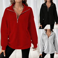Sweat-shirt à fermeture éclair brodé pour femme, col montant, style preppy ODM, manteau d'hiver doublé en polaire, manches papillon