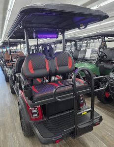 รถกอล์ฟไฟฟ้า 4 ล้อ สีแดง มีหลังคาและกระจกบังลม ทนทาน ทันสมัย - Product Image 5