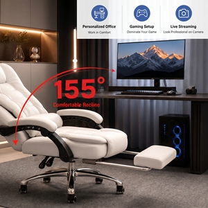 <span class=keywords><strong>Silla</strong></span> Ejecutiva Moderna <span class=keywords><strong>de</strong></span> Cuero Sintético, Respaldo Alto, Altura Ajustable, Cojín Grueso <span class=keywords><strong>para</strong></span> un Soporte Óptimo - Product Image 4