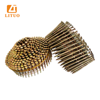 Clous en bobine peints à tige annelée pour cloueurs pneumatiques, clous en bobine à pointe brute pour usine de palettes et artisanat du bois