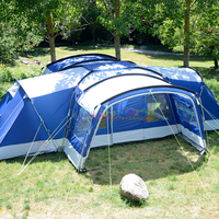 Tente de camping portable, tente de camping en plein air, grande tente de camping en tissu Oxford PVC respirant, deux chambres, pour 3-4 personnes, glamping