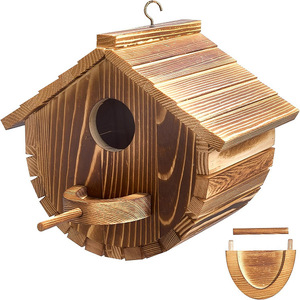 Nid d'oiseau en bois Mangeoire à oiseaux suspendue Maison d'oiseau de jardin extérieur - Product Image 1